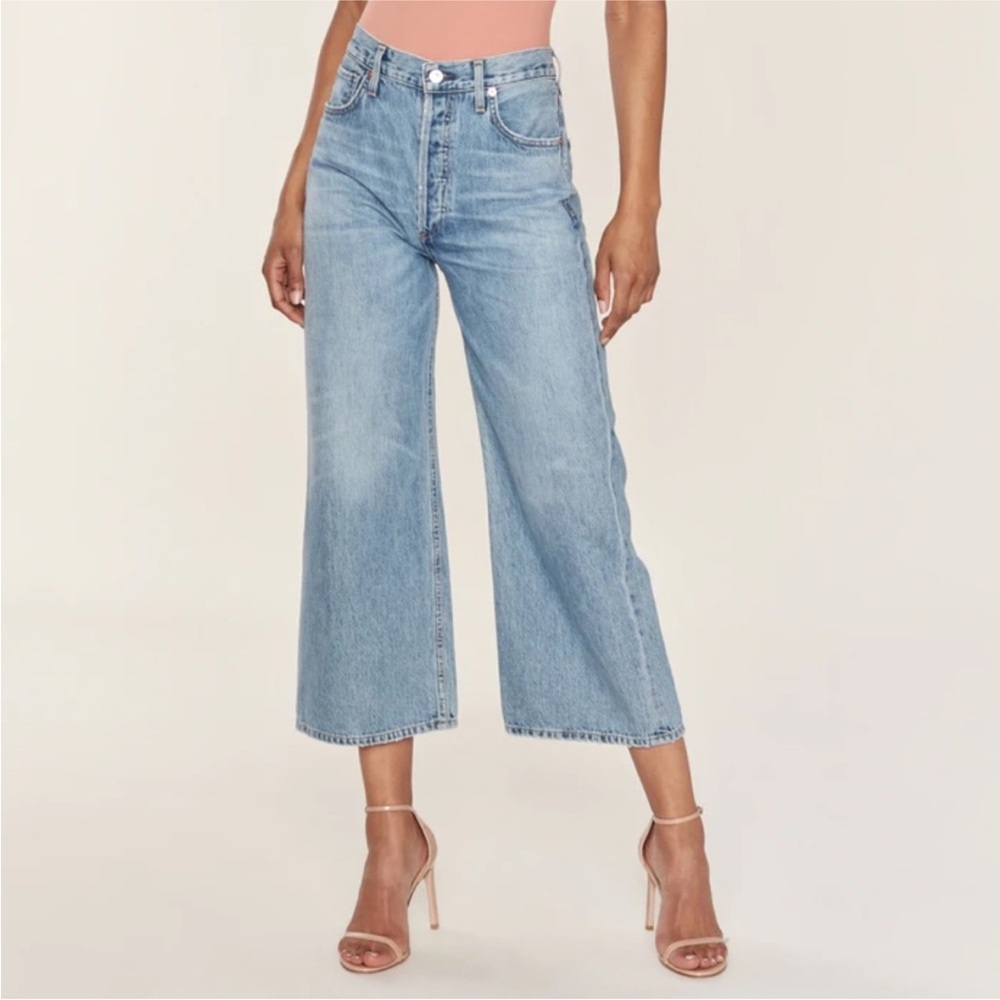Citizens Of Humanity Light Blue Sacha Wide Leg Crop Jeans